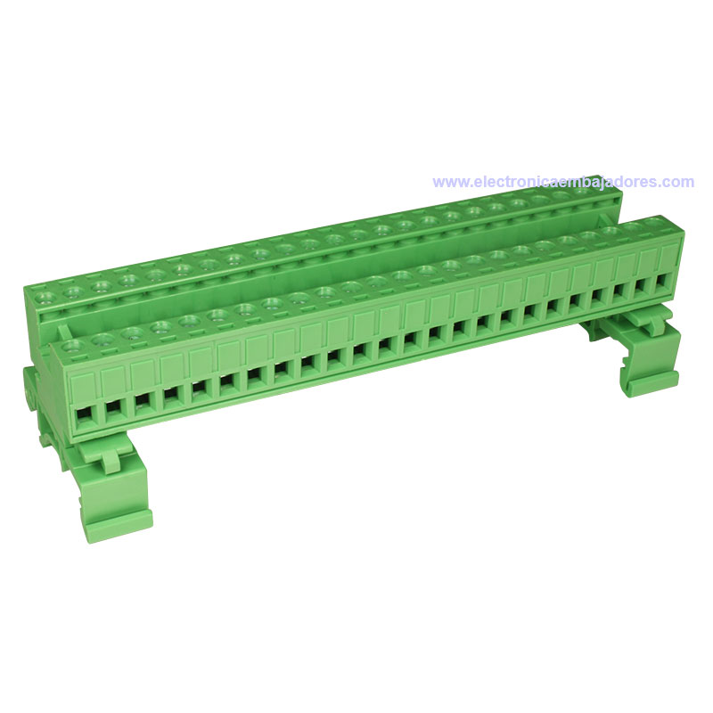 Bloque de Terminales Montaje Carril DIN Enchufable Macho Cerrado , 24 Vías, 5.08mm, 10A, Verde