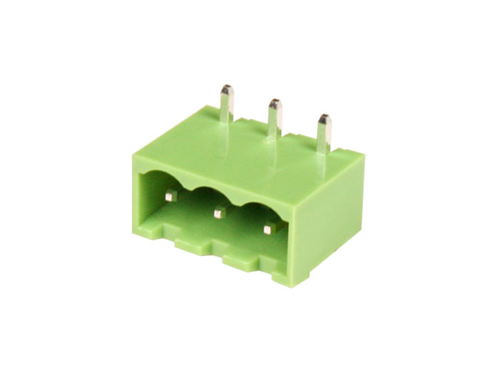 Xinya - Bloco Terminais Plugável Macho 90º Fechado para PCB, 3 Vias, 5.08mm, 15A, Verde - XY2500R-D(5.08)-3PIN