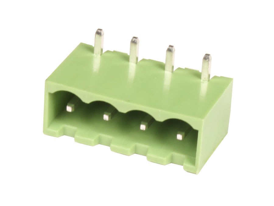 Xinya - Bloco Terminais Plugável Macho 90º Fechado para PCB, 4 Vias, 5.08mm, 15A, Verde - XY2500R-D(5.08)-4PIN