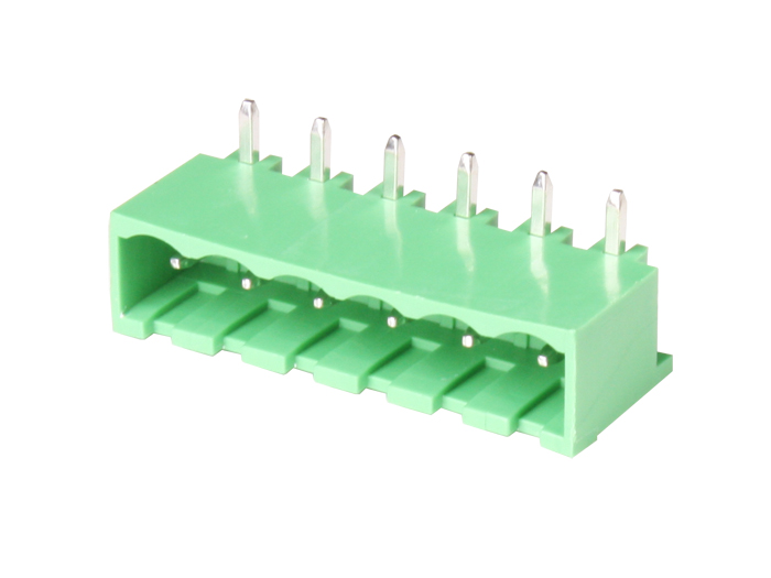 Xinya - Bloco Terminais Plugável Macho 90º Fechado para PCB, 6 Vias, 5.08mm, 15A, Verde - XY2500R-D(5.08)-6PIN