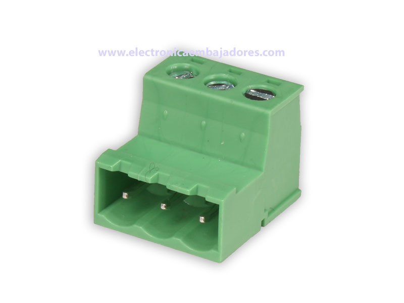 Camdenboss - Bloque de Terminales Enchufable Macho 90º Aéreo Cable, 3 Vías, 5.08mm, 15A, Verde - CTBP96HJ/3