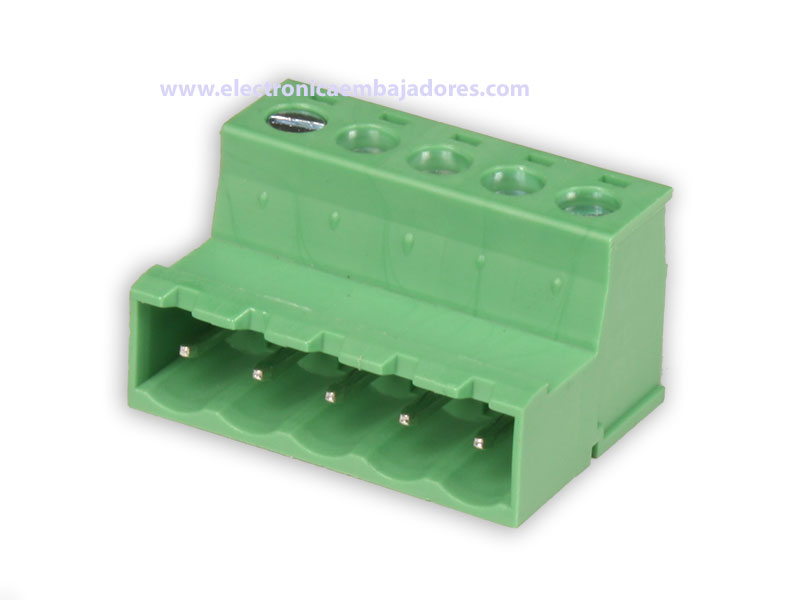 Camdenboss - Bloco Terminais Plugável Macho 90º Aérien Cabo, 5 Vias, 5.08mm, 15A, Verde - CTBP96HJ/5