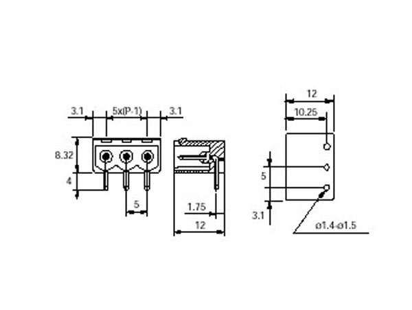 Xinya - Bloque de Terminales Enchufable Macho 90º Abierto para PCB, 6 Vías, 5.00mm, 15A, Verde - XY2500R-A(5.0)-6P
