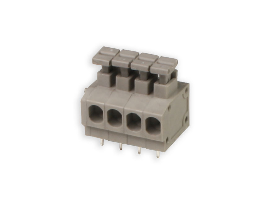 ZHONGYI - Bloco Terminais Reto para PCB, Rápido, 4 Vias, 3.81mm, 10A, Cinza - HQ235-3.81-4P