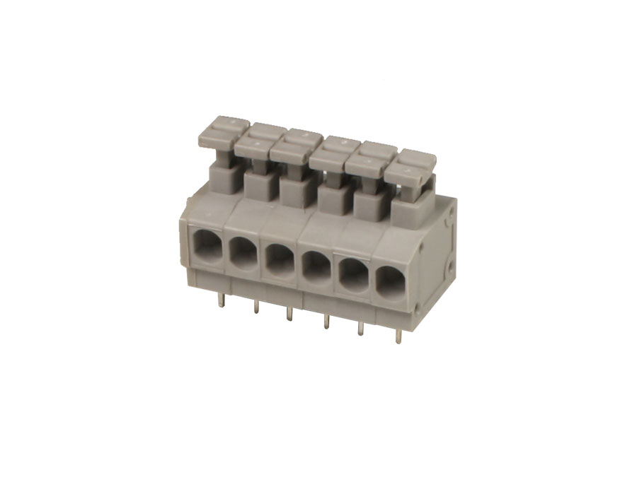 ZHONGYI - Bloco Terminais Reto para PCB, Rápido, 6 Vias, 3.81mm, 10A, Cinza - HQ235-3.81-6P