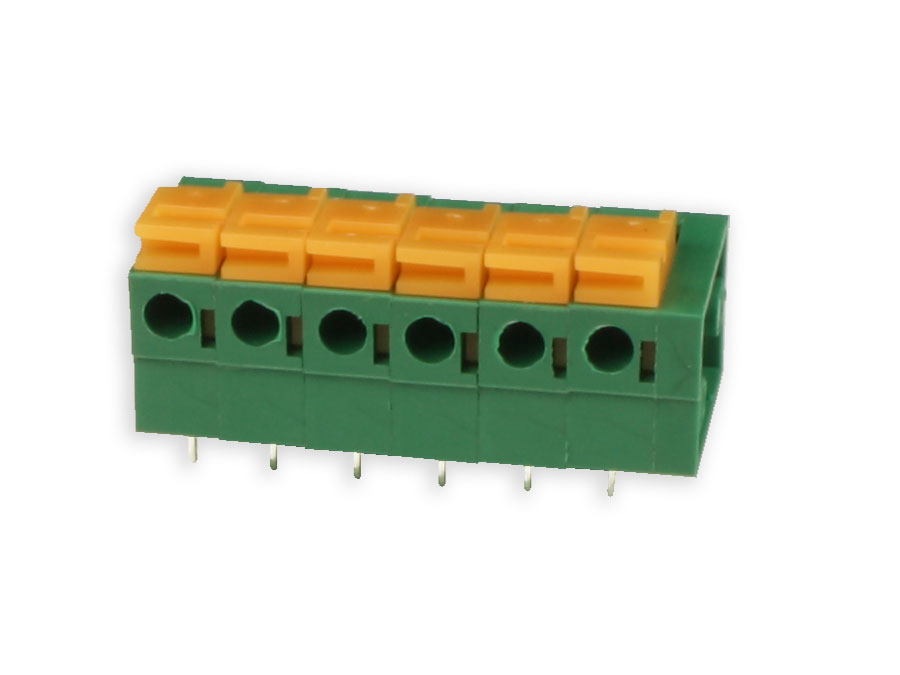 ZHONGYI - Bloco Terminais Reto para PCB, Rápido, 6 Vias, 5.08mm, 15A, Verde - HQ142R-5.08-6P