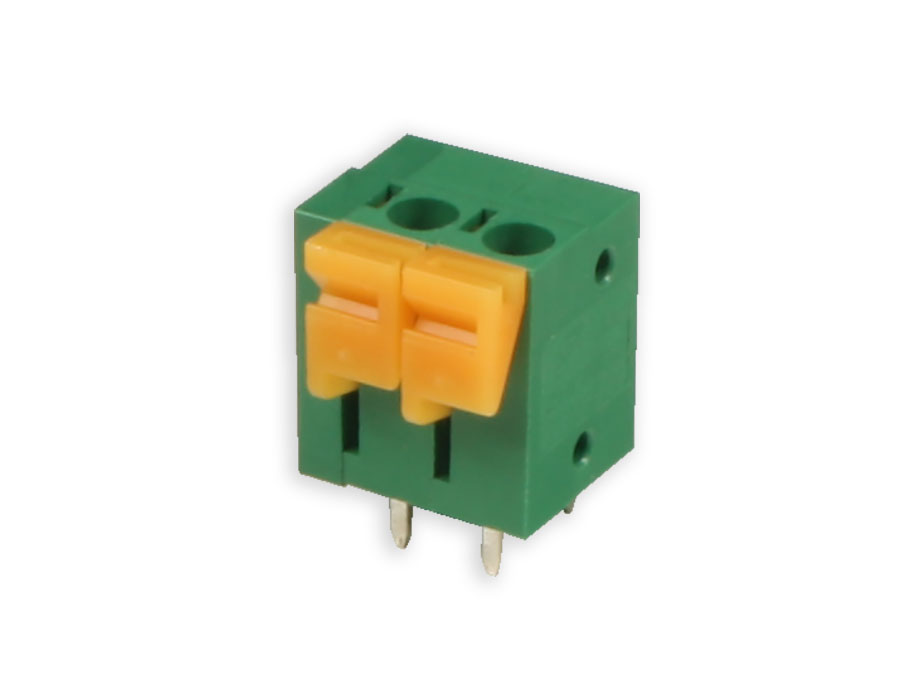 ZHONGYI - Bloco Terminais Reto para PCB, Rápido, 2 Vias, 5.08mm, 15A, Saída Verdeical, Verde - HQ142V-5.08-2P