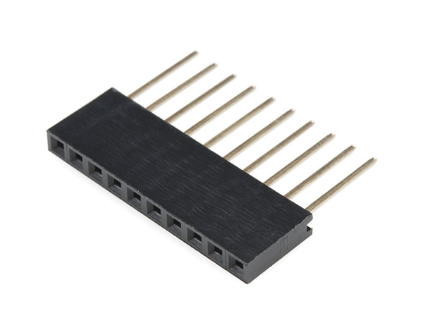 2.54 mm Pitch - Straight Female Header Strip - 10 Pins - long