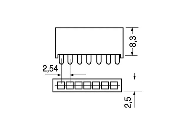 Barrette Femelle Droite - Pas 2,54 mm - 40 Pôles