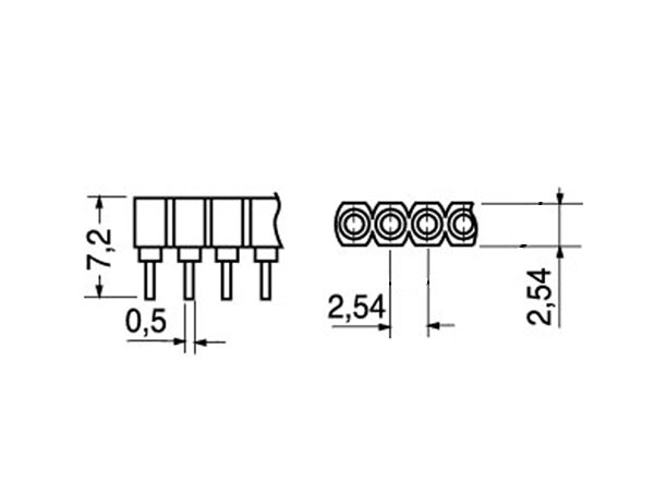 Barrette Femelle Droite Sécable - Pas 2,54 mm - 40 Pôles - 10.847/F
