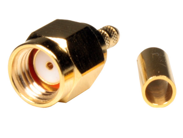 Straight Cable-Mount SMA Reverse polarity Male Crimp Connector for RG174 - RP SMA - SMA-012RP
