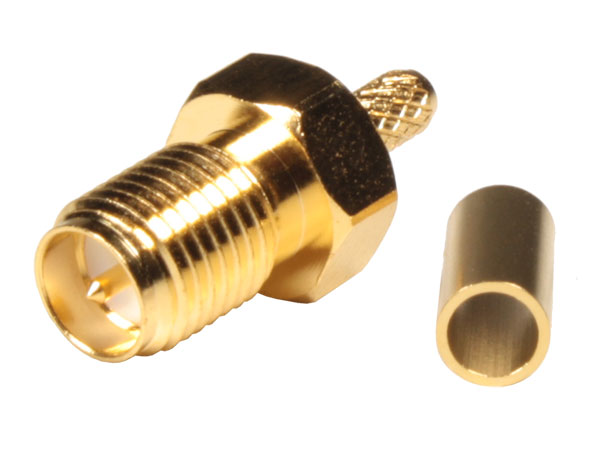 Straight Cable-Mount SMA Reverse polarity Female Crimp Connector for RG174 - RP SMA