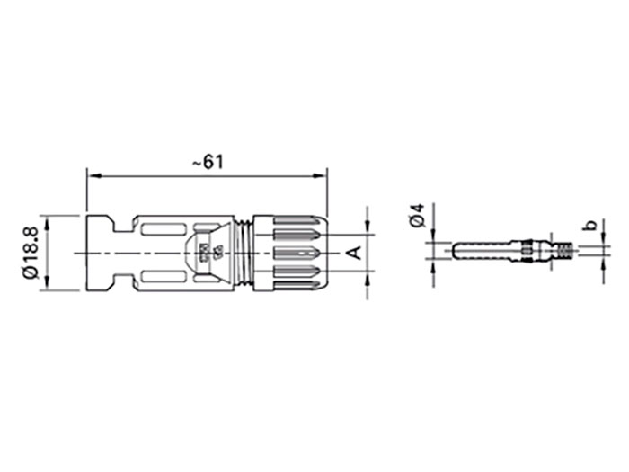 Stäubli PV-KST4 / 6II-UR - Connecteur MC4 Mâle - 1000V - 32.0017P0001-UR