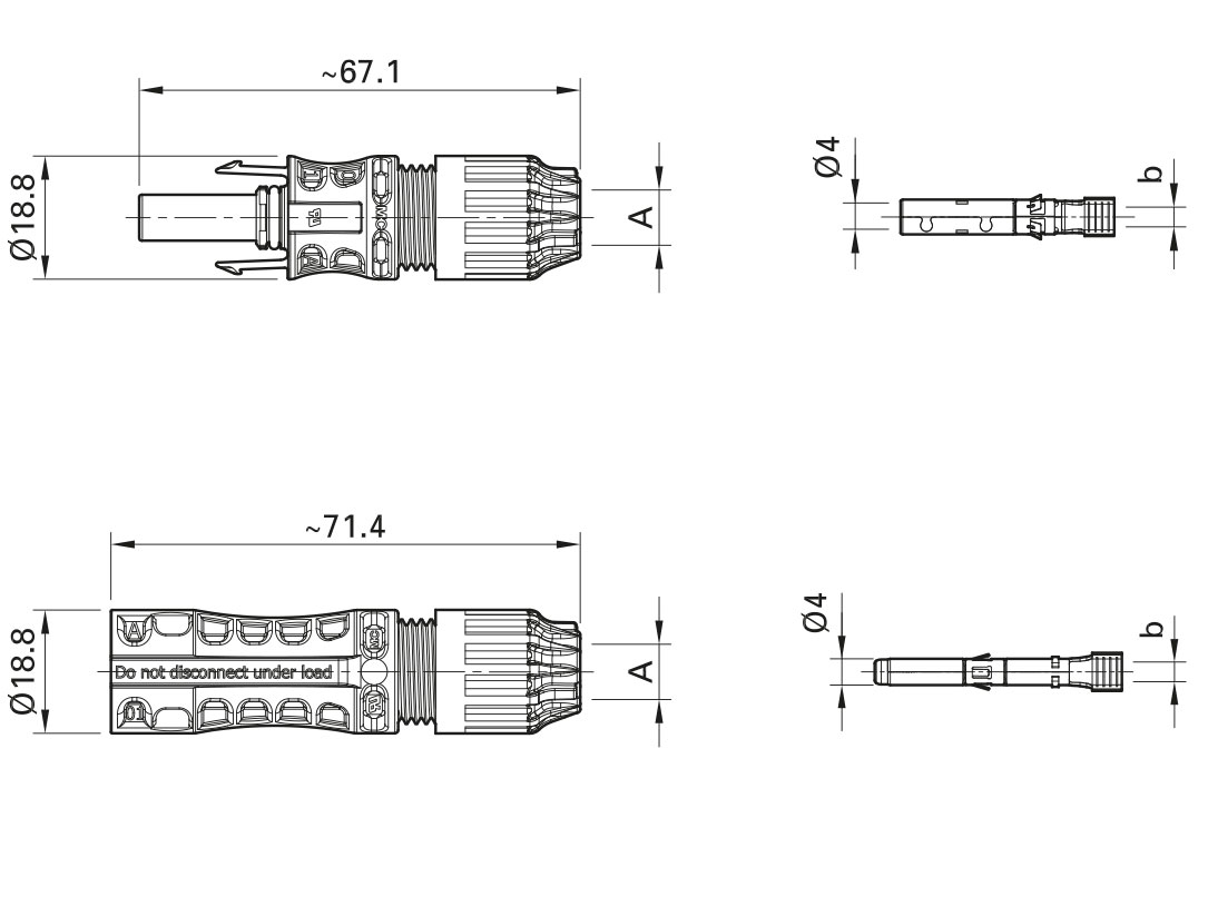 Stäubli PV-KBT4-EVO 2 / 6II-UR - Conector MC4 Hembra EVO2 - 1500V - 32.0088P0001-UR