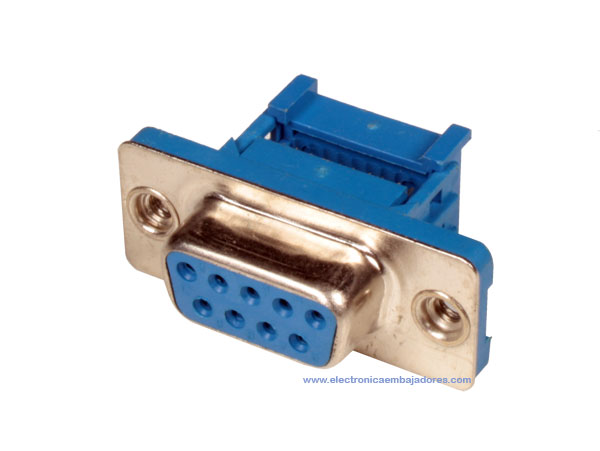 Ficha sub-D Fêmea para Cravar - 9 Pinos - Cabo Plano