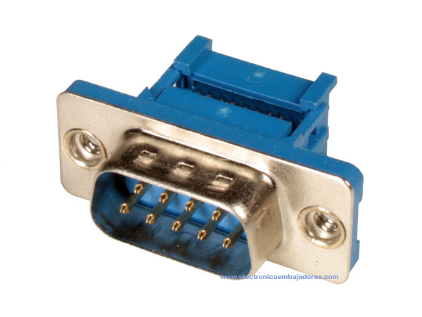 Ficha sub-D Macho para Prensagem - 9 Pinos - Cabo Plano