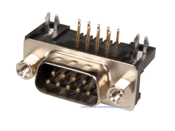 Connecteur sub-D à Carte Mâle Coudée - 9 Pôles