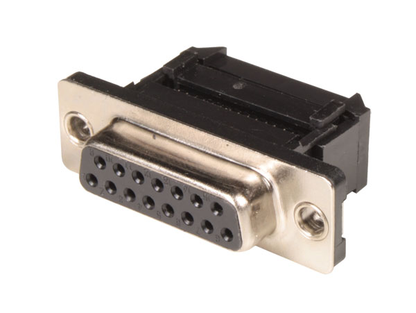 Ficha sub-D Fêmea para Cravar - 15 Pinos - Cabo Plano