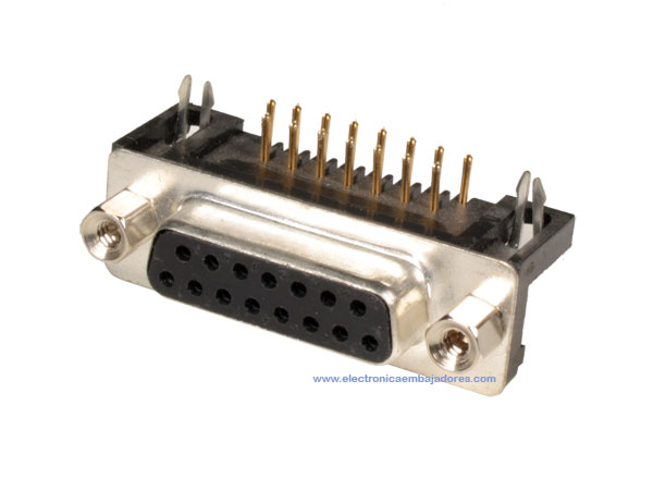 Ficha sub-D Fêmea - 15 Pinos Circuito Impresso
