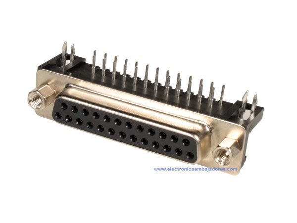 Connecteur sub-D à Carte Femelle Coudée - 25 Pôles