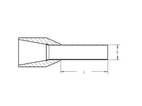 TT250L - Cosse Creux Mâle Isolé 2,50 mm² L=12 mm - 100 Unités - Gris