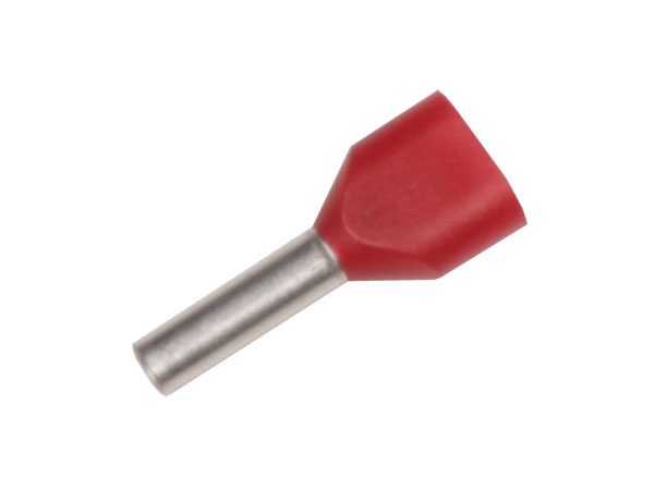 TT-207 - Insulated Double Ferrule Terminal Red 1.0 mm² l=9 mm - 100 Units