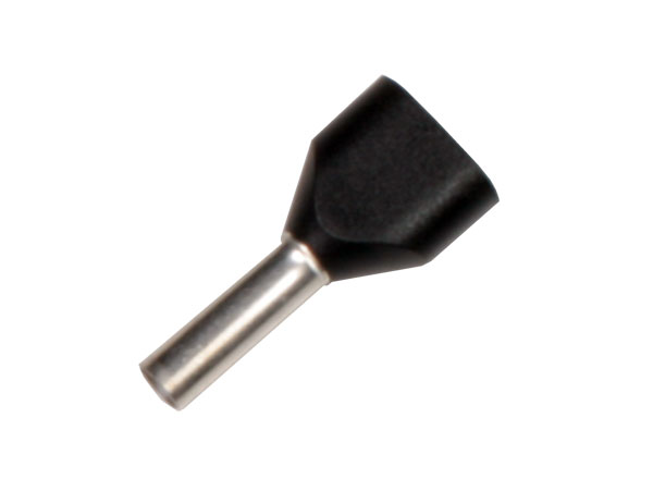 JST TT-215 - Puntera Hueca Aislada Negra Doble 1,5 mm² L=8 mm - 100 Unidades