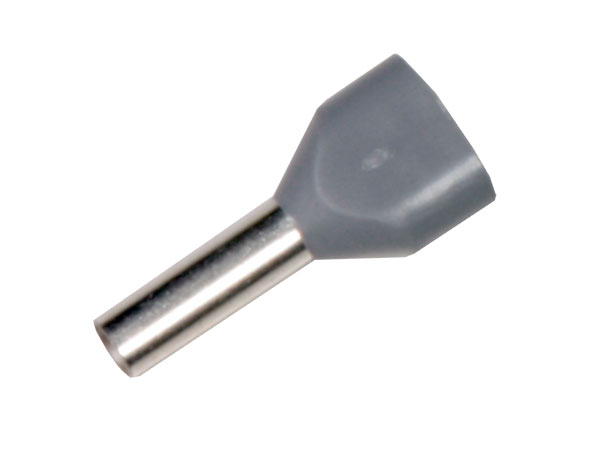JST TT-225 - Ponta Oca Isolada Cinzento Dupla 2,5 mm² L=10mm - 100 Unidades