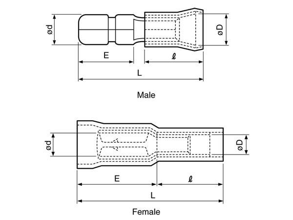JST FVDGM2-5 - Male Insulated Cylindrical Terminal 2.5 mm² 4 mm - 100 Units - 25104E
