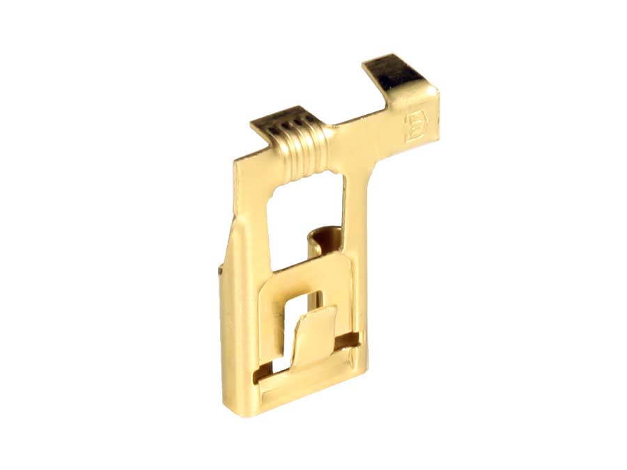 Terminal Faston 6,3 mm Cotovelo Fêmea Latão com Retenção - 100 Unidades