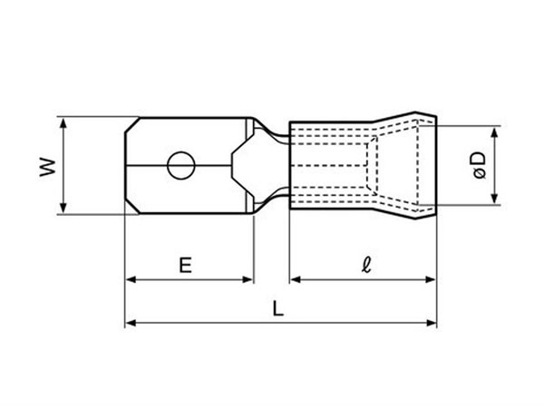 FVDM5.5-250 - Terminal Faston Macho 6 mm² 6,3 mm - 100 Unidades - 46117E