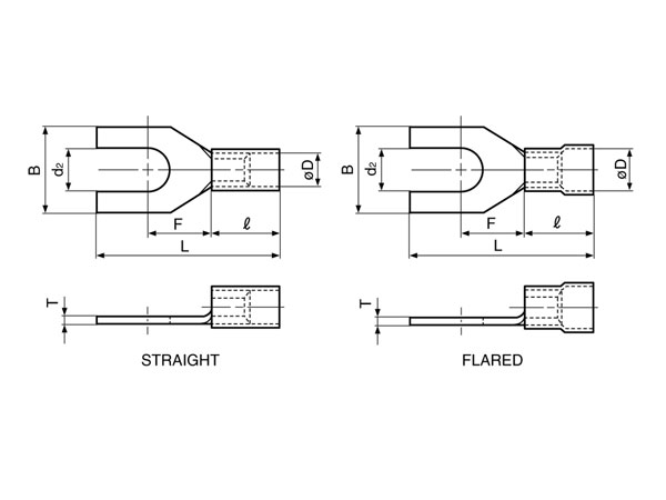 FVWS2-6A - Terminal Horquilla Aislada 2,5 mm² Ø6,4-12 mm - 100 Unidades - 25165A