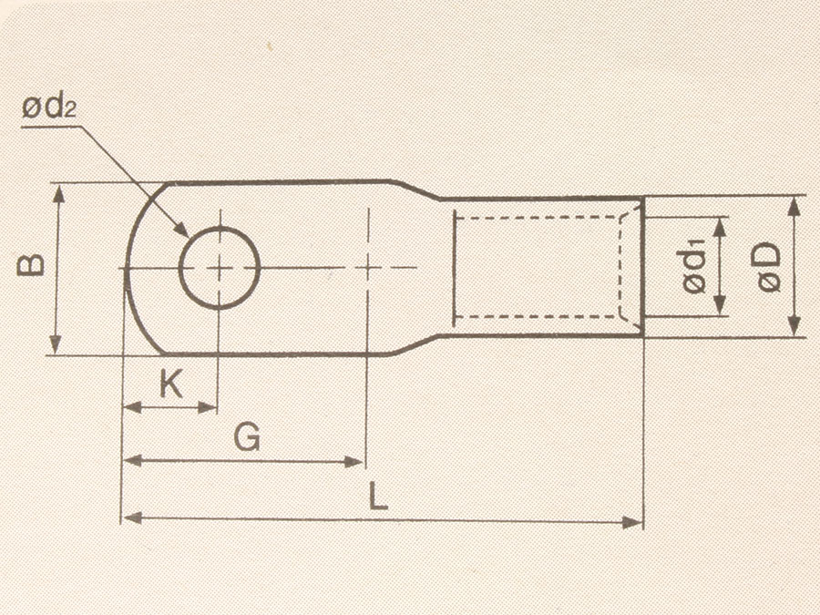 JST - Terminal de Cobre Tubular Redondo 4,0MM² Ø4,8 B=10,3MM - 100 Unidades - TC-4-6