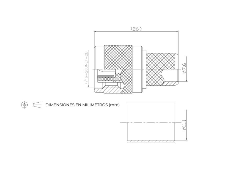 Conector Tipo-TNC Aéreo Recto Macho Crimpar RG214