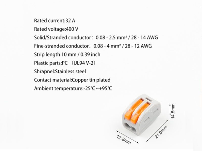 Conector Emenda 2 Contatos - 0,08 .. 4 mm²