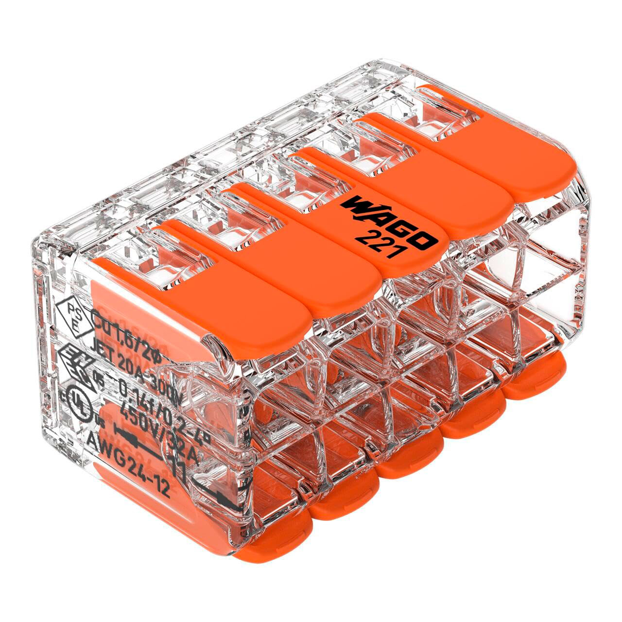 Wago 221-420 - Connecteur de raccordement compact à levier pour 10 conducteurs jusqu’à 4 mm²