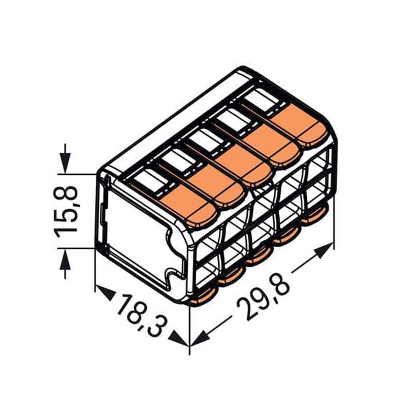 Wago 221-420 - Conector de empalme compacto con palanca para 10 conductores hasta 4 mm²