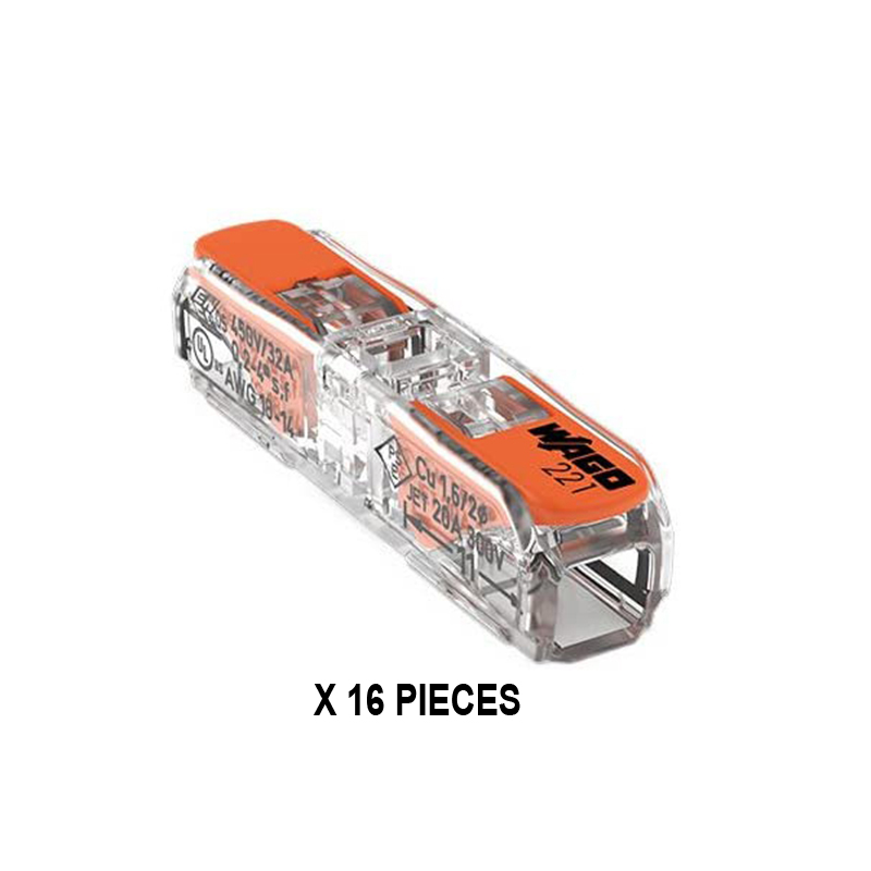 Wago 221-2411 - Blister Conector Empalme en Línea 2 Contactos Hasta 4,0 mm² – 16 Unidades por Blister