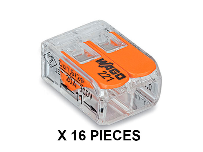 Wago 221-412 - Set 16 Ligadores - Caixa Emenda - 2 Ligações ate 4.0 mm² - BLISTER 92214120
