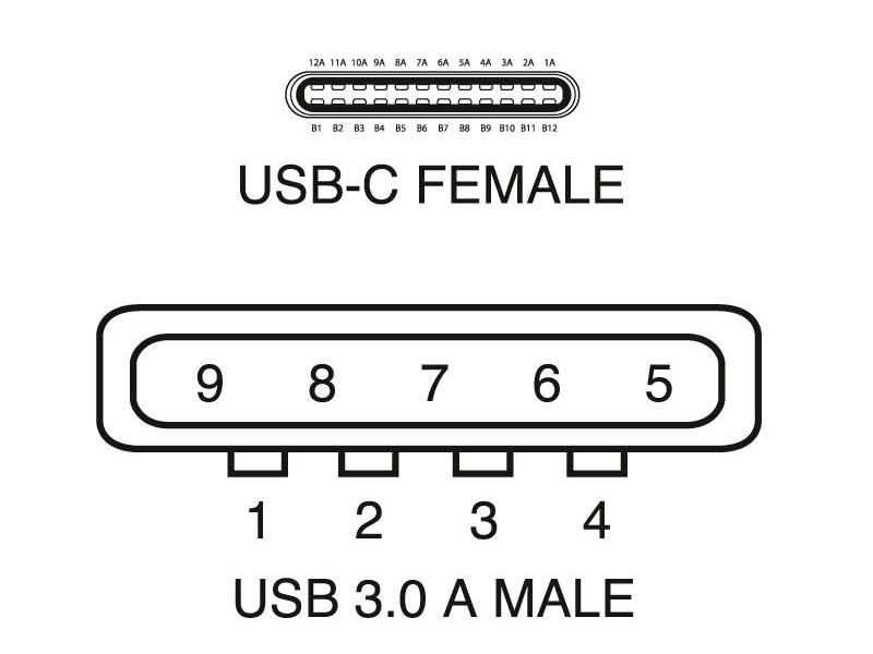 USB-C Male - USB-A Female (blue) 3.0 adapter