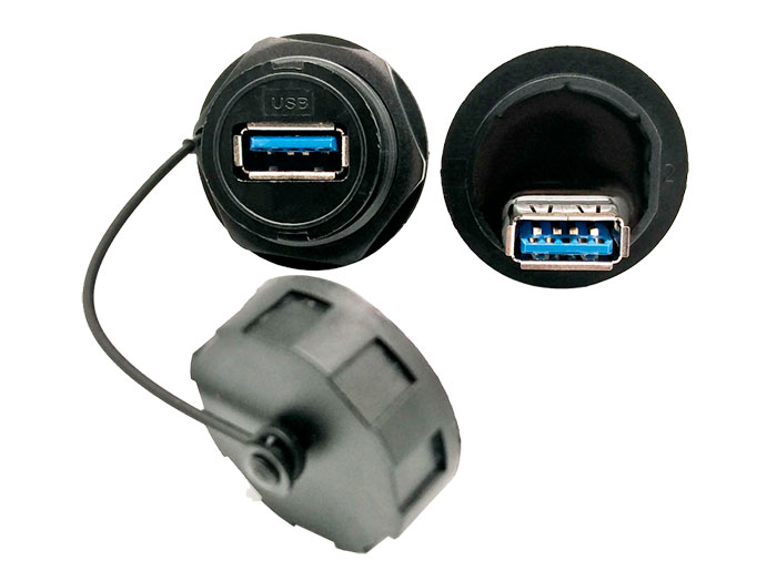 Adaptateur USB-A Femelle Panneau vers USB-A Femelle avec Couvercle