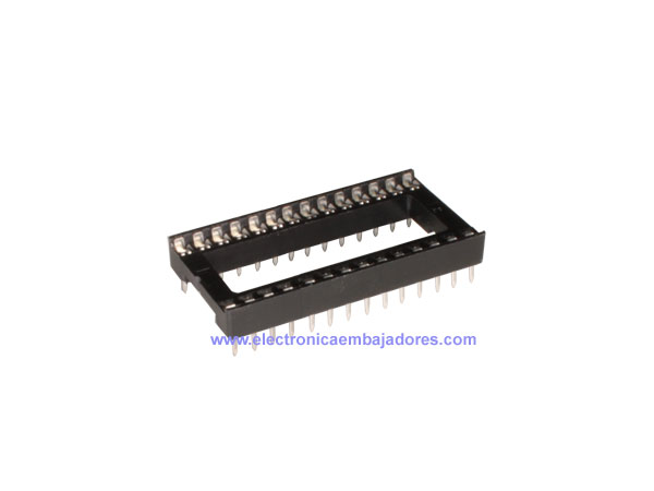 DIL Socket Integrated Circuit - 28 Pins - Wide - Flat Pin