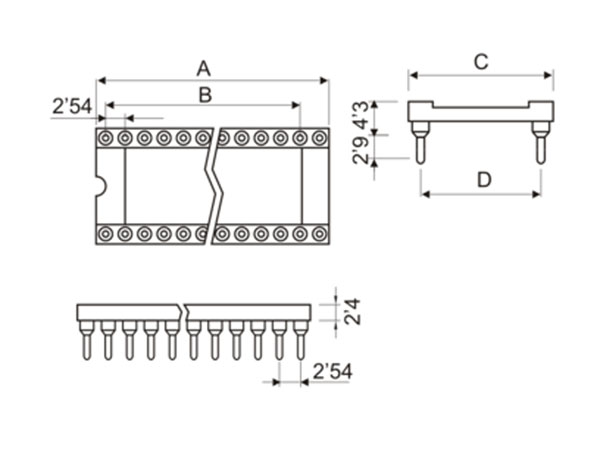 Support de Circuit Intégré DIL 18 Pòles Étroit - Pin Sécable