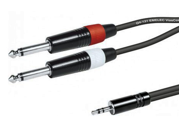 Jack 3.5 Stereo Male to 2 Jack 6.3 Mono Male Cable - 3 m - EQ620803S