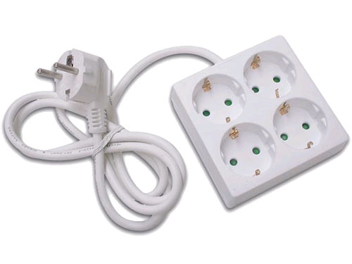 4 Socket Multi-Plug Adapter with Earthing Contact - Square - 1,5 m