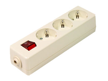 Multiprises à Câbler - 3 Prises - Terre Allemande - interruptor - 36.112/SC