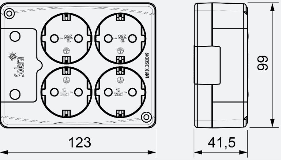 Solera 8104 - 4 Socket multi-plug and wall mounting - Square
