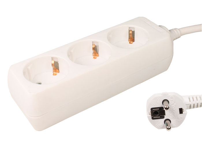 Simon Brico - 3 Socket Multi-Plug Adapter with Earthing Contact - 2 m Cable - BM468006