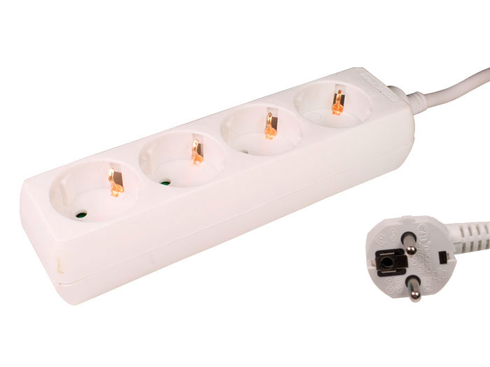 Simon BM468105 - 4 Socket Multi-Plug Adapter with Earthing Contact - 2 m Cable