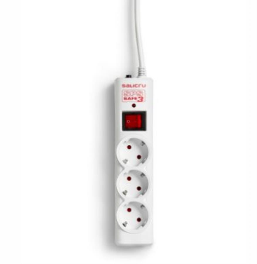 Salicru SPS SAFE 3 - Régua de proteção com 4 tomadas Schuko, 10 A, SPD Tipo 3 e 350 J - 680BA000001